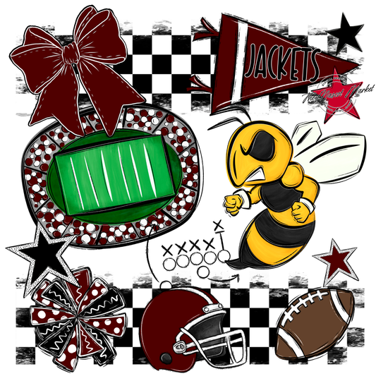 Jackets Checkers Mascot Spirit Design-Maroon