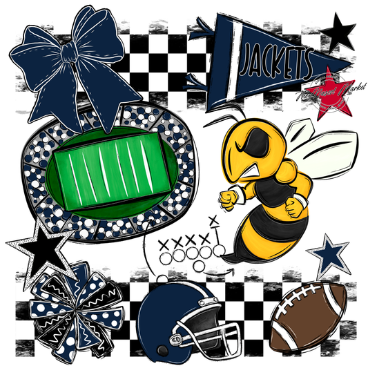 Jackets Checkers Mascot Spirit Design-Navy