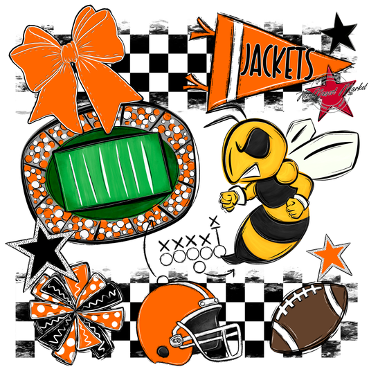 Jackets Checkers Mascot Spirit Design-Orange