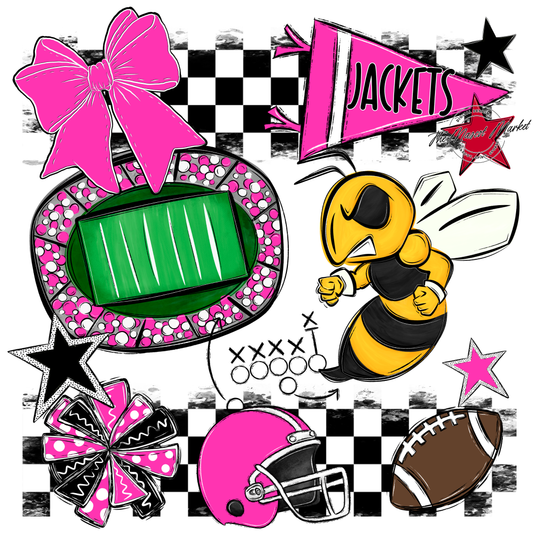 Jackets Checkers Mascot Spirit Design-Pink