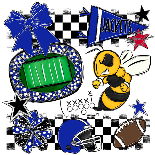 Jackets Checkers Mascot Spirit Design-Royal Blue