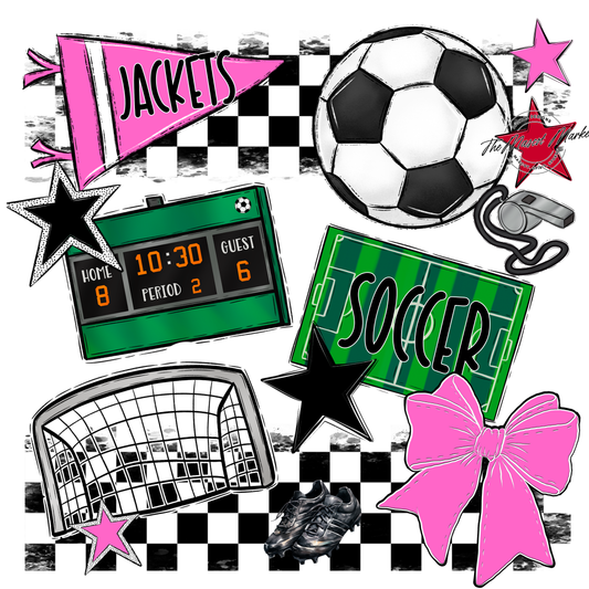 Jackets Checkers Soccer Spirit Design-Baby Pink