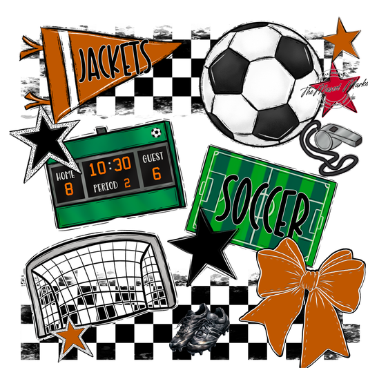 Jackets Checkers Soccer Spirit Design-Burnt Orange