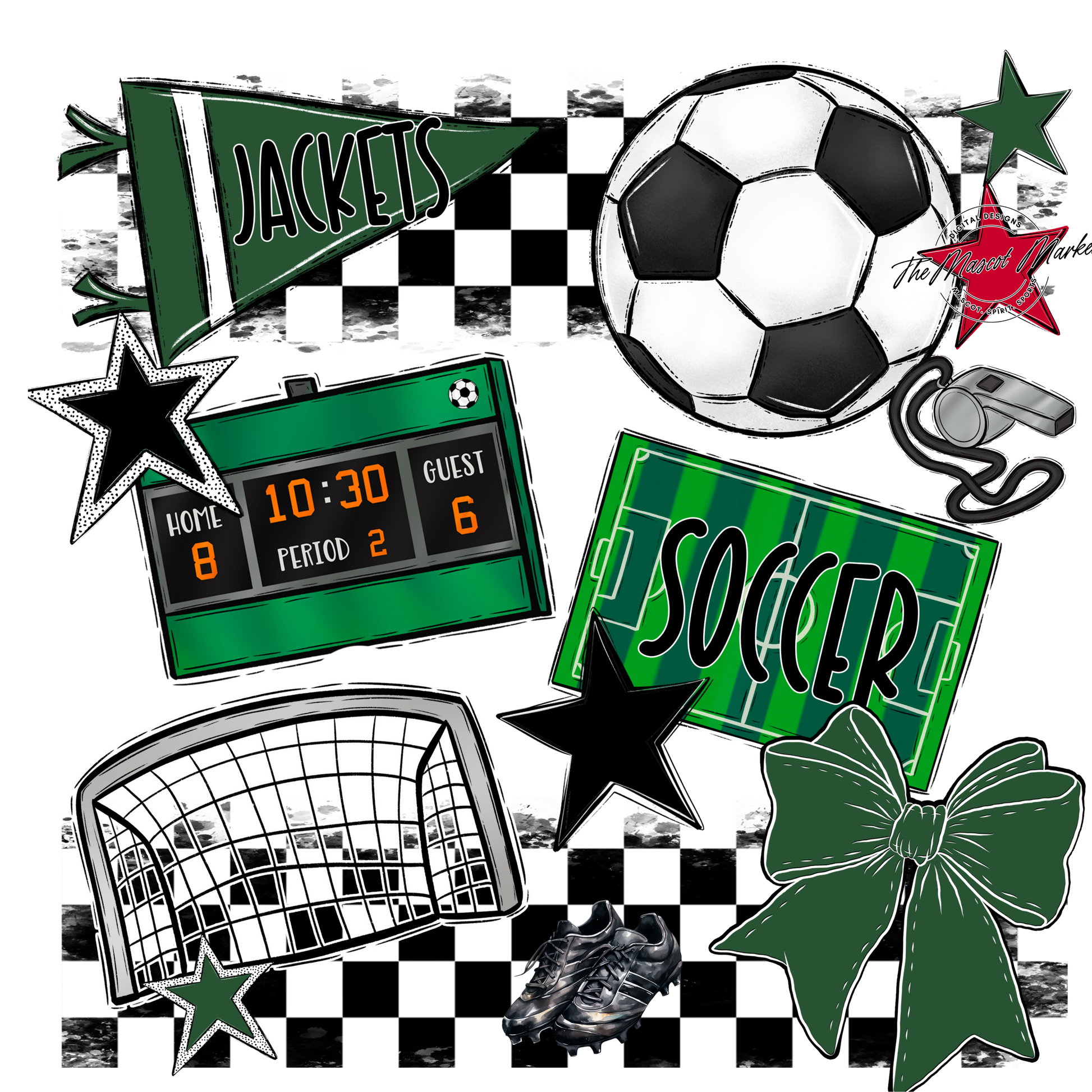 Jackets Checkers Soccer Spirit Design-Green