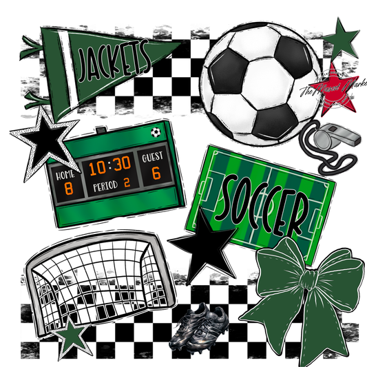 Jackets Checkers Soccer Spirit Design-Green