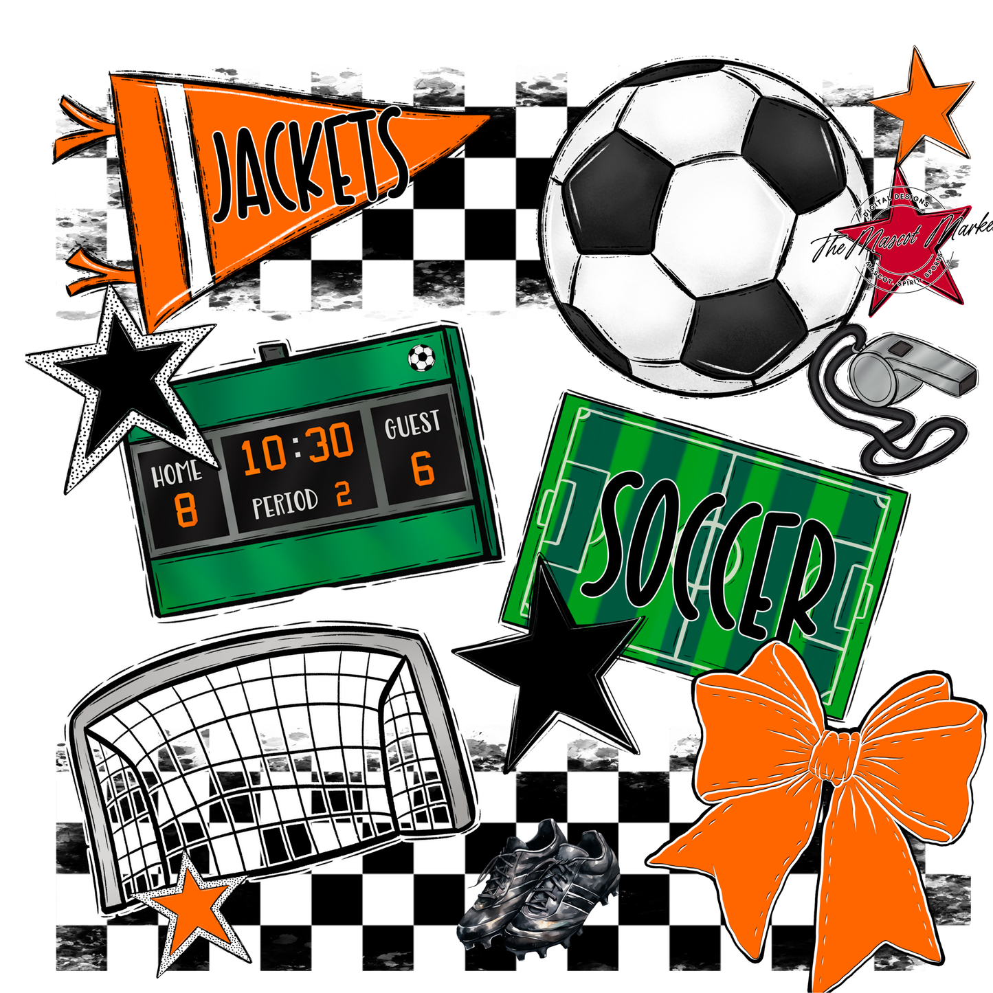 Jackets Checkers Soccer Spirit Design-Orange