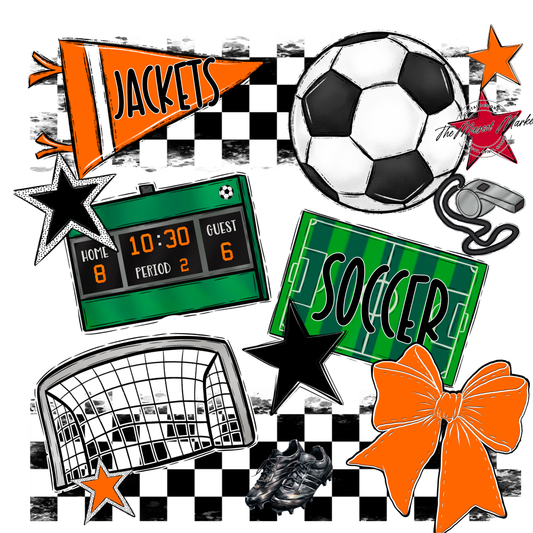 Jackets Checkers Soccer Spirit Design-Orange