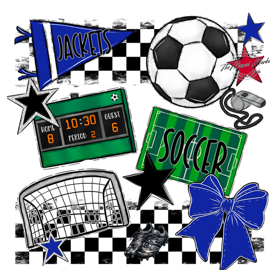 Jackets Checkers Soccer Spirit Design-Royal Blue