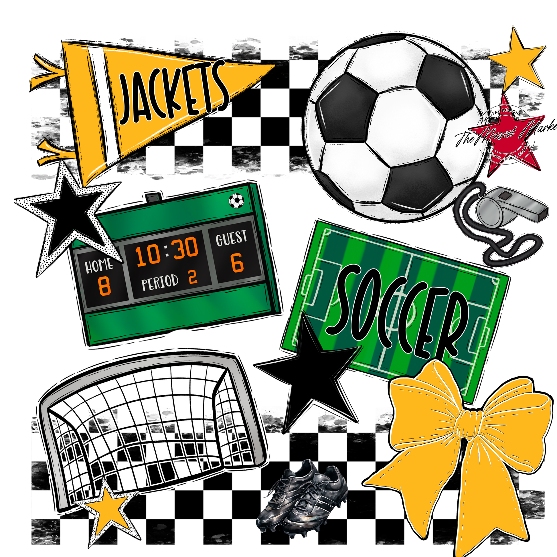 Jackets Checkers Soccer Spirit Design-Yellow