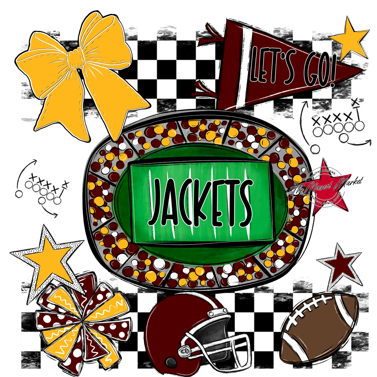 Jackets Checkers Spirit Design-Maroon-Yellow