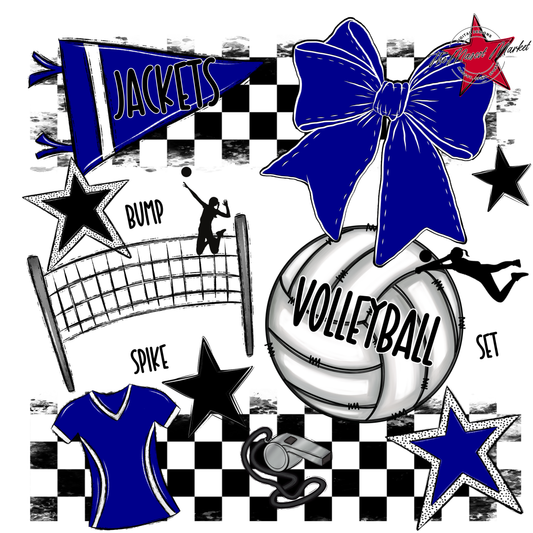 Jackets Checkers Volleyball Spirit Design-Blue