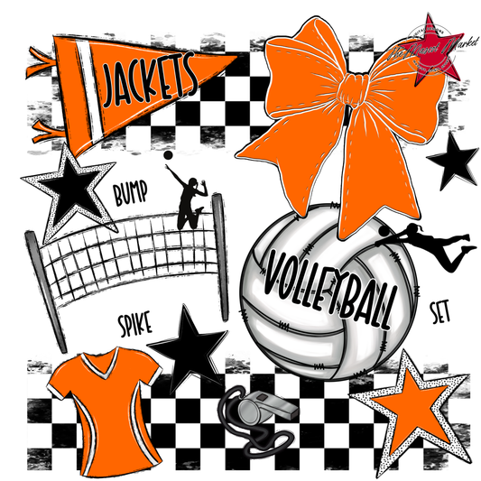 Jackets Checkers Volleyball Spirit Design-Orange