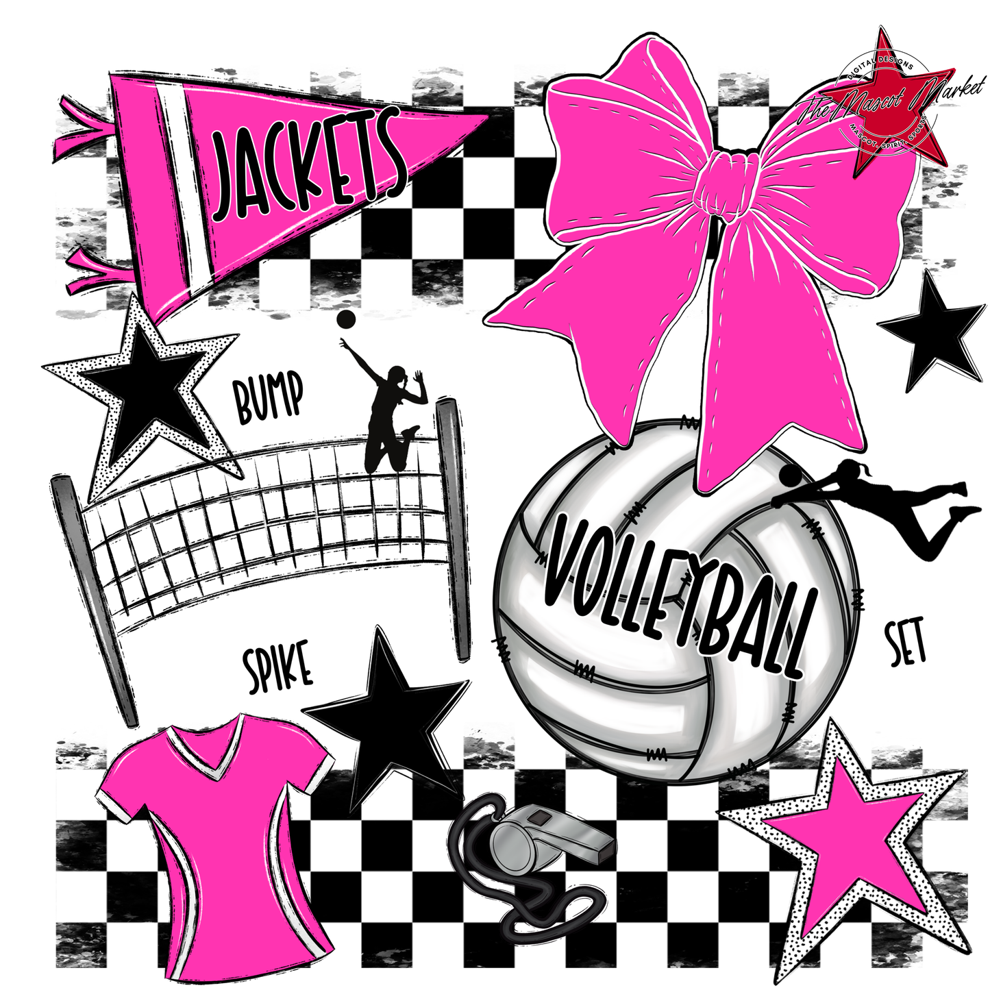 Jackets Checkers Volleyball Spirit Design-Pink
