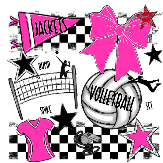 Jackets Checkers Volleyball Spirit Design-Pink