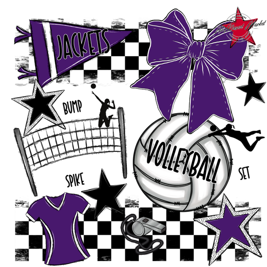 Jackets Checkers Volleyball Spirit Design-Purple