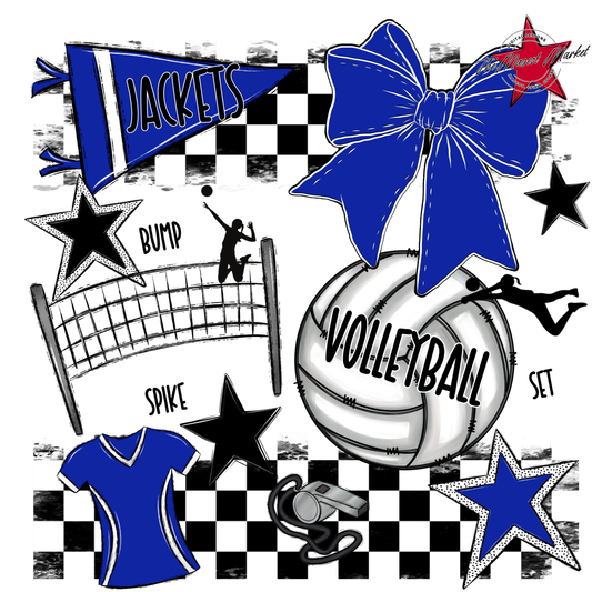 Jackets Checkers Volleyball Spirit Design-Royal Blue