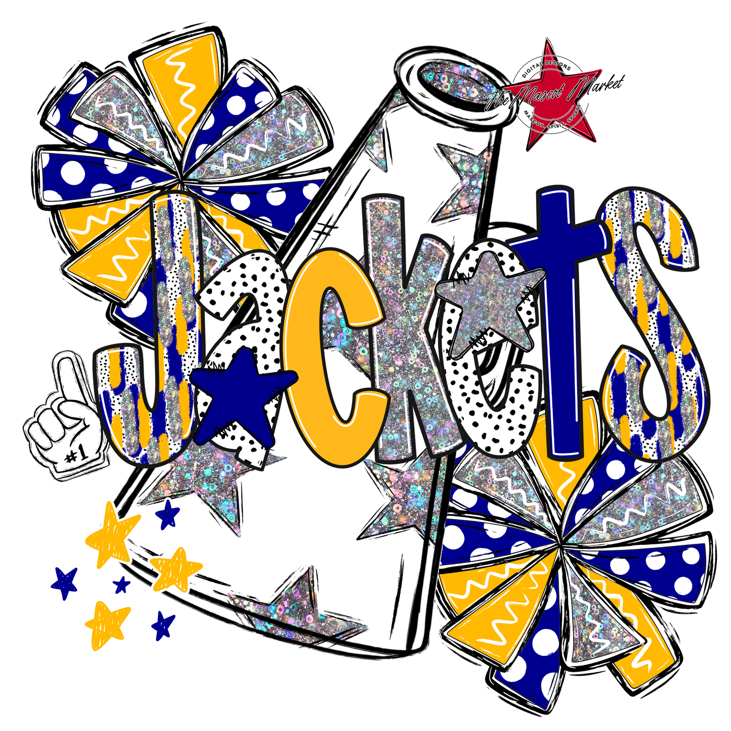 Jackets Cheer Megaphone Scrape-Blue-Yellow