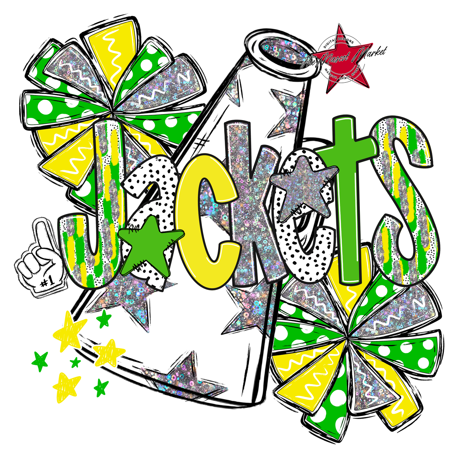 Jackets Cheer Megaphone Scrape-Bright Green-Bright Yellow