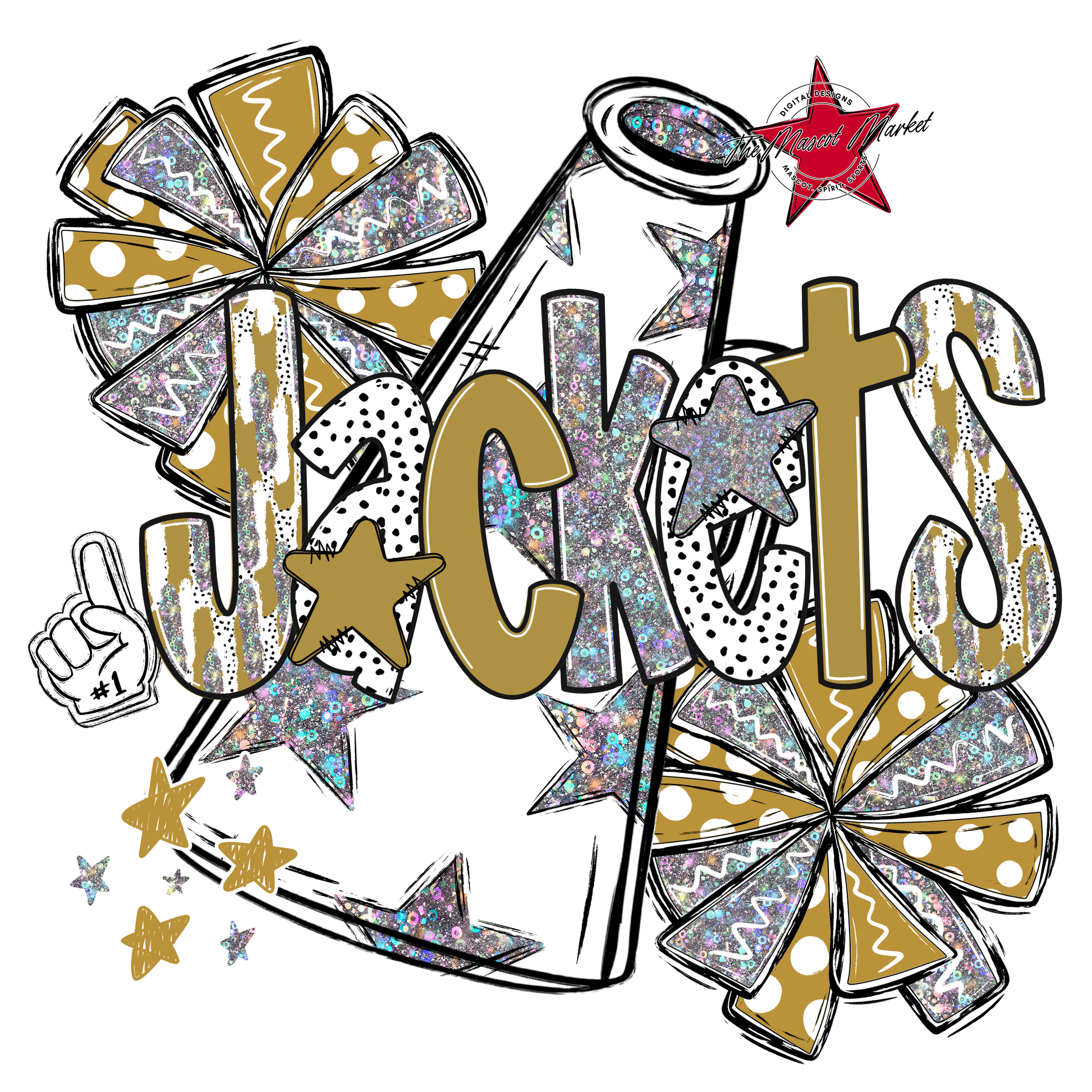 Jackets Cheer Megaphone Scrape-Gold