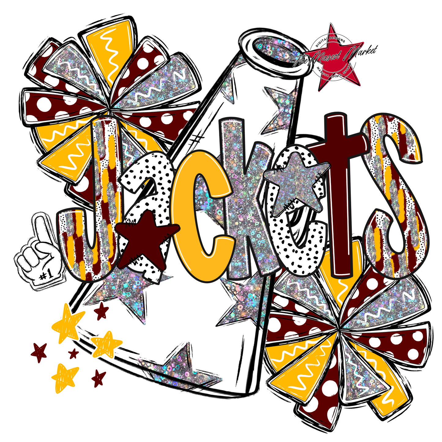 Jackets Cheer Megaphone Scrape-Maroon-Yellow