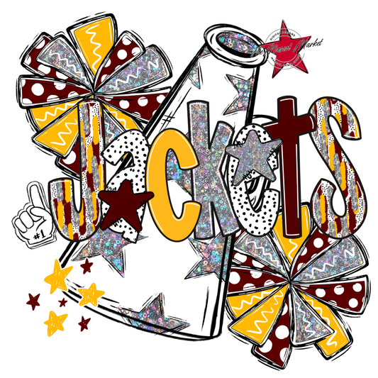 Jackets Cheer Megaphone Scrape-Maroon-Yellow