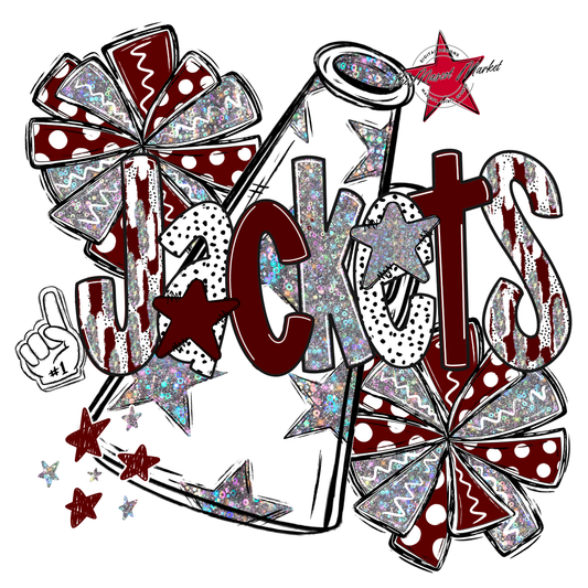 Jackets Cheer Megaphone Scrape-Maroon