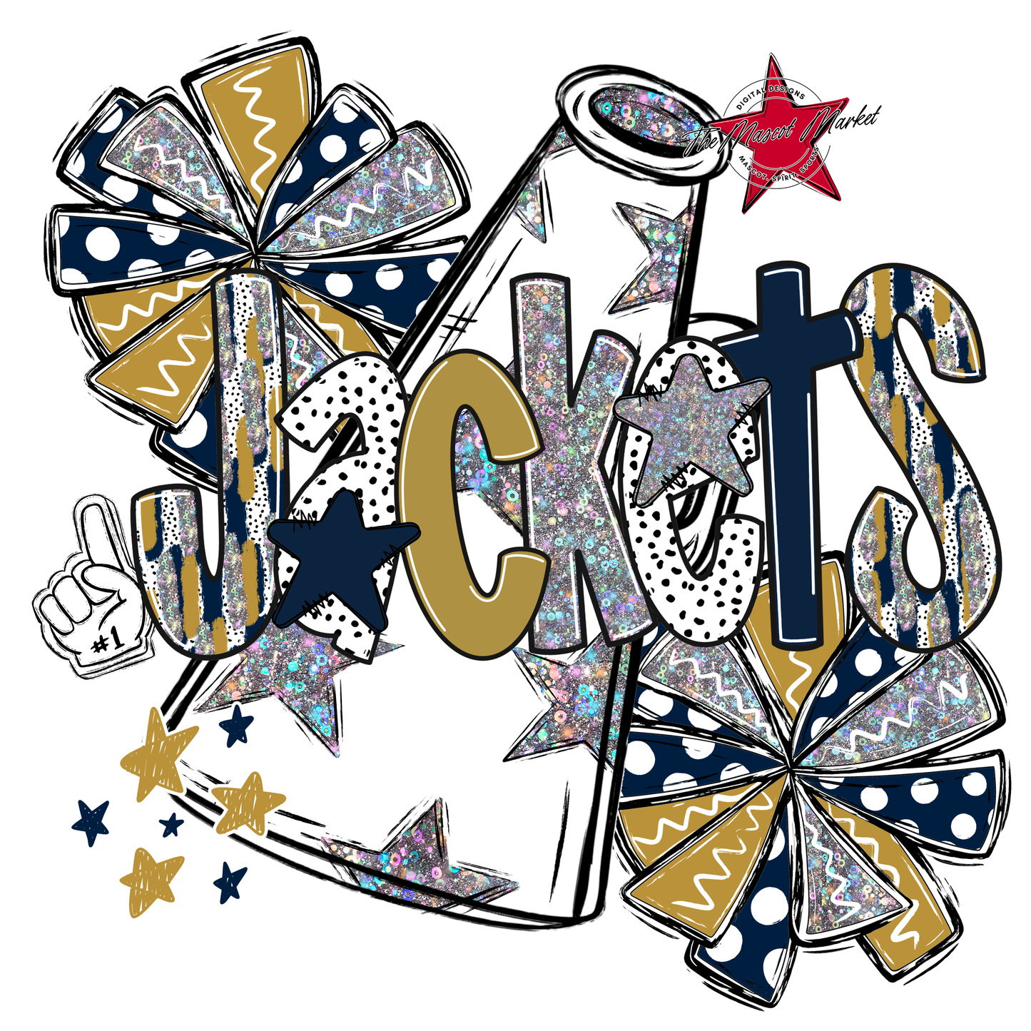 Jackets Cheer Megaphone Scrape-Navy-Gold