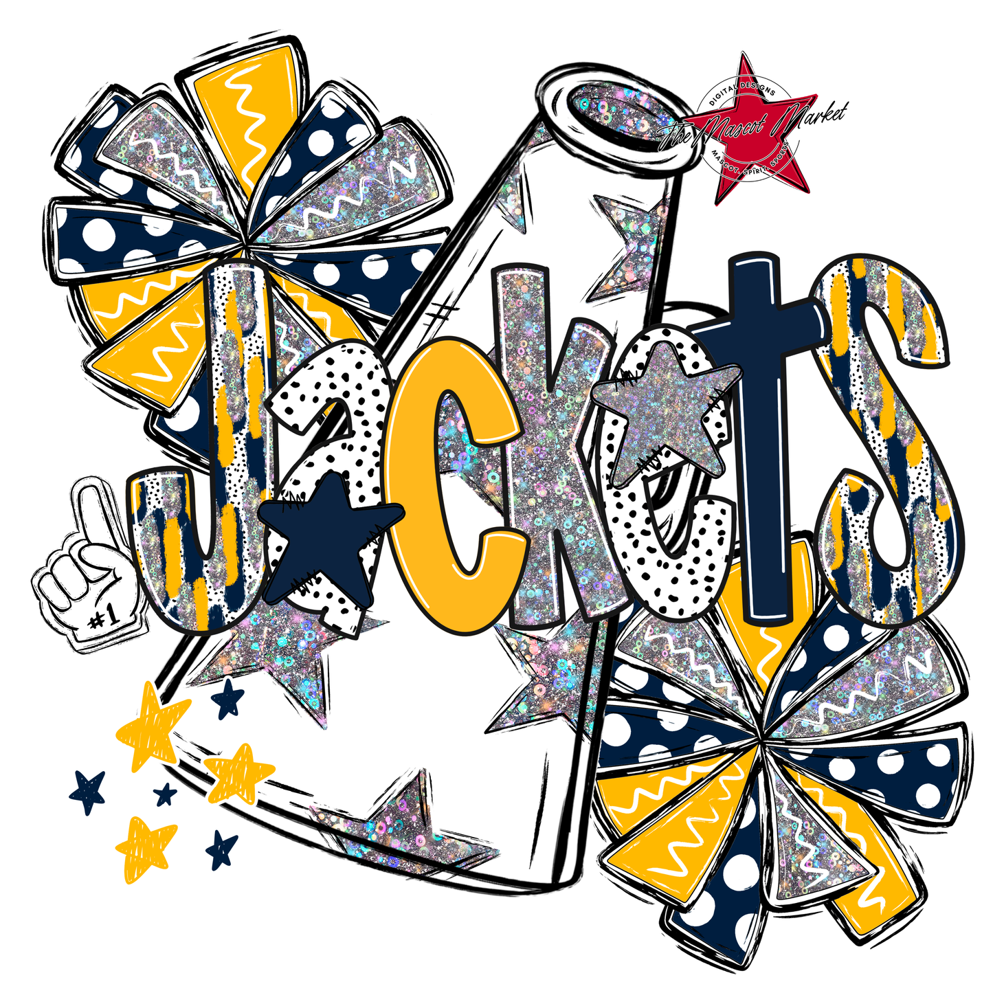 Jackets Cheer Megaphone Scrape-Navy-Yellow