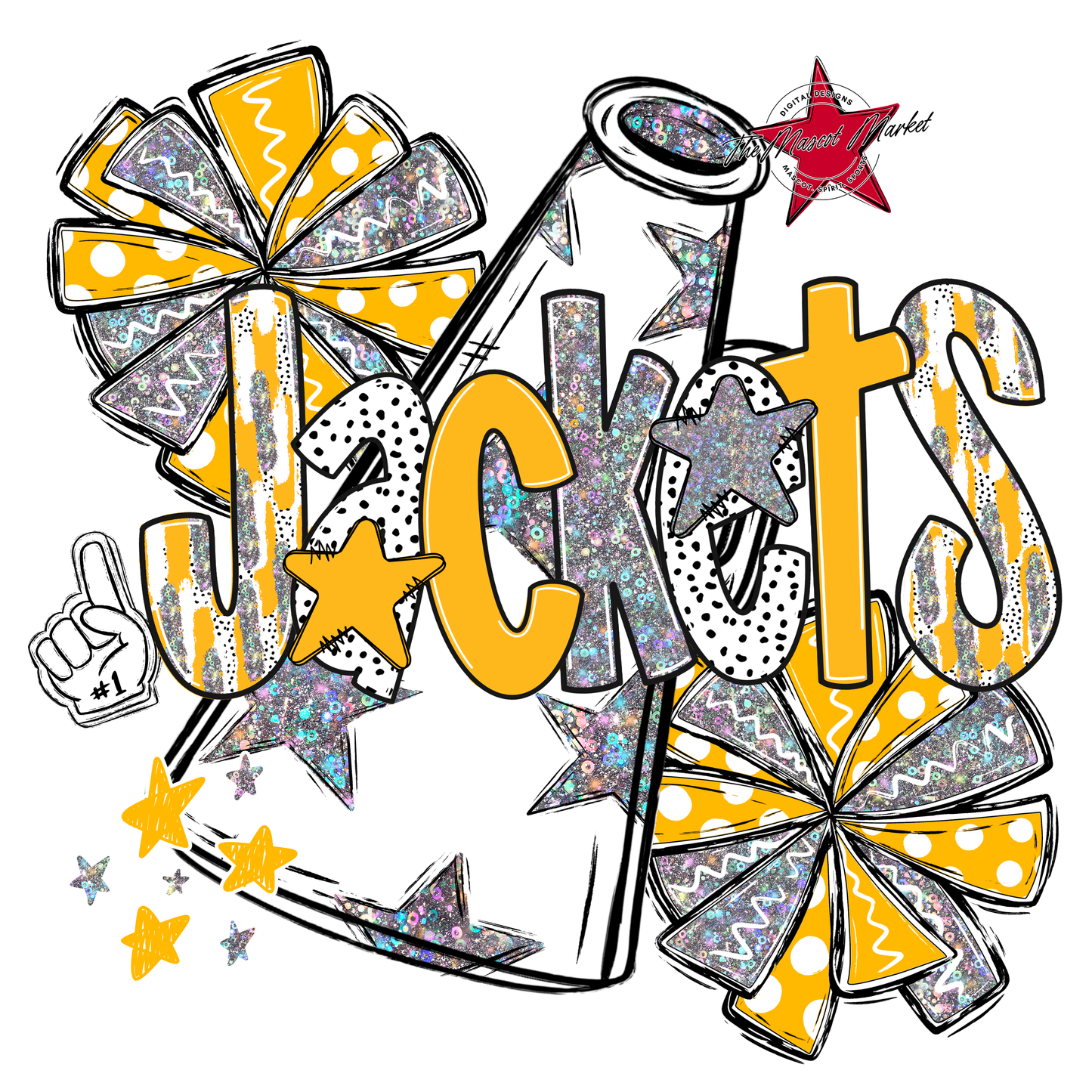 Jackets Cheer Megaphone Scrape-Yellow