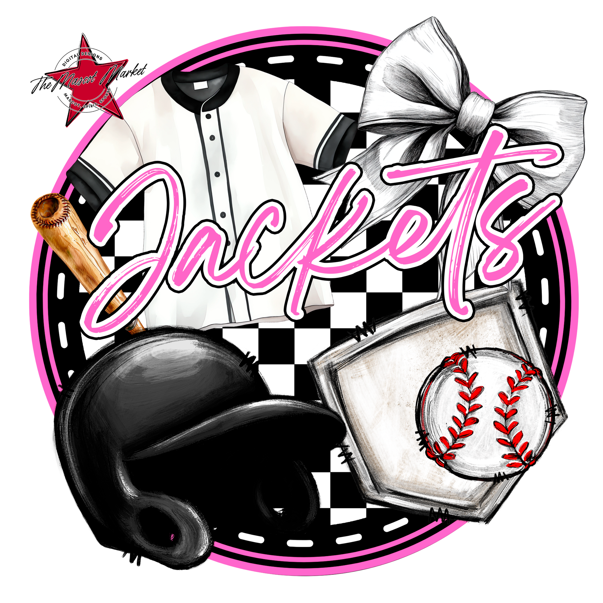 Jackets Circle Baseball Design-Baby Pink