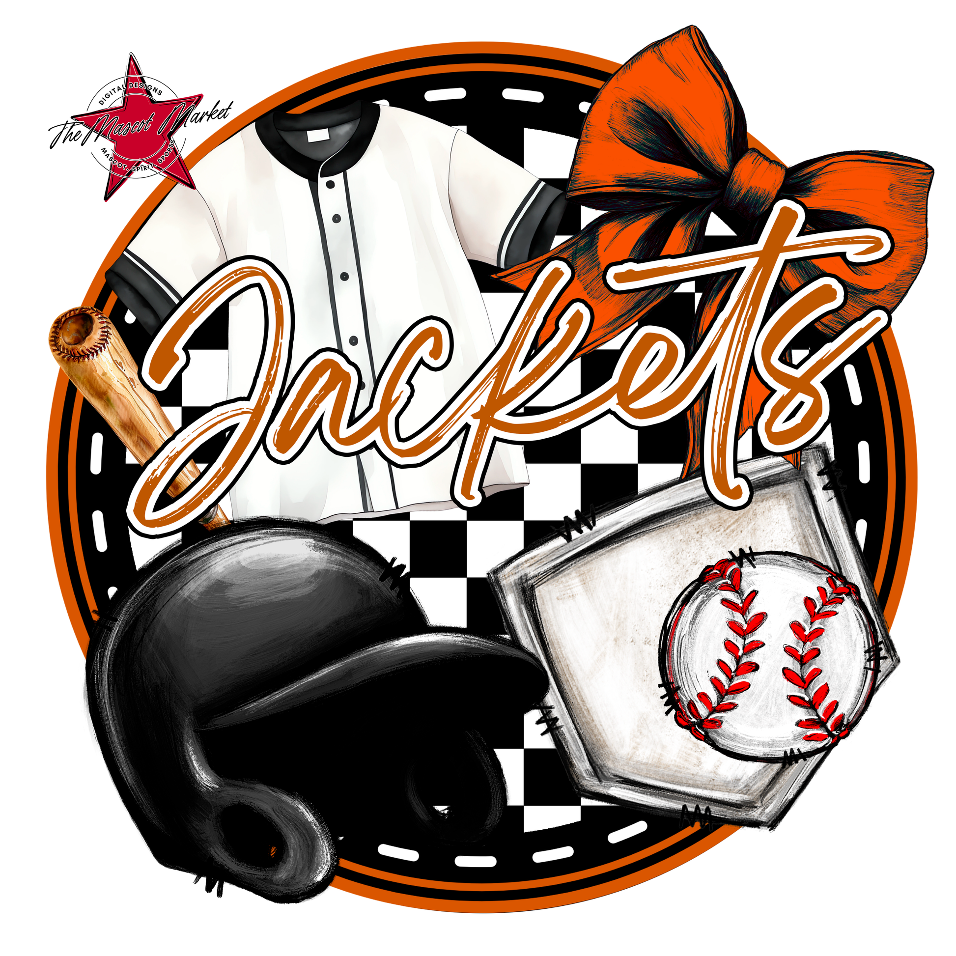 Jackets Circle Baseball Design-Burnt Orange