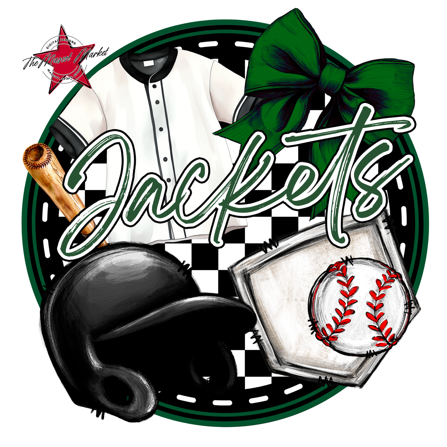 Jackets Circle Baseball Design-Green