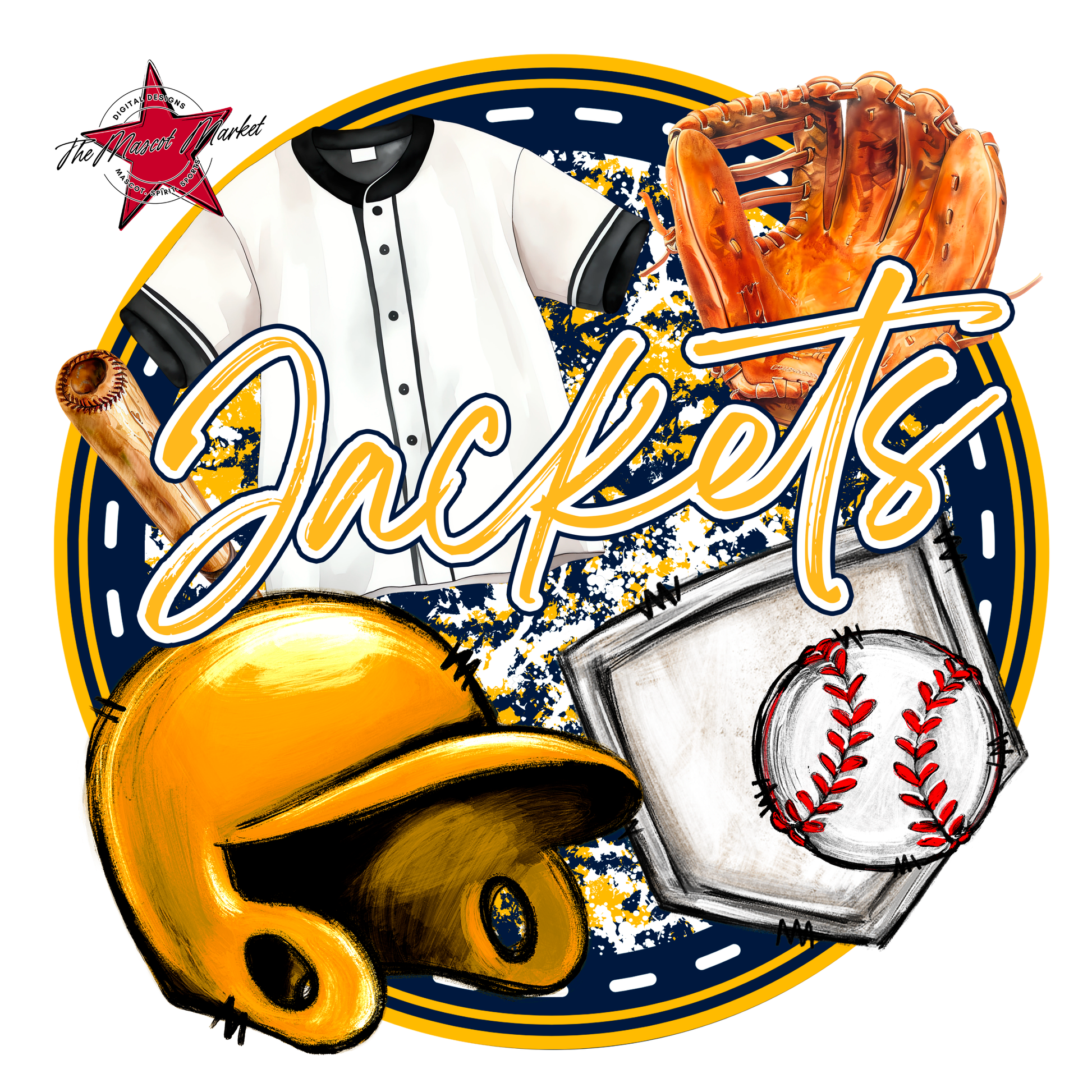 Jackets Circle Baseball Design-Navy-Yellow