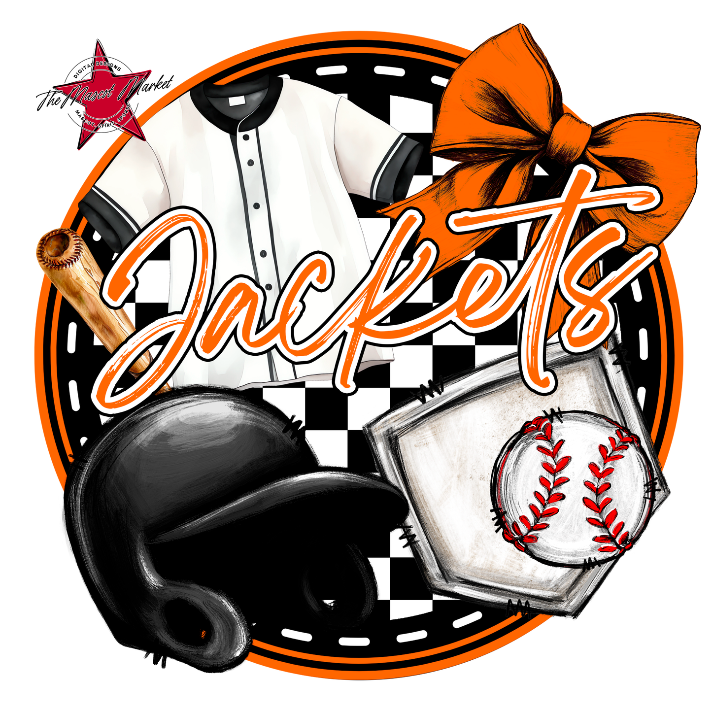 Jackets Circle Baseball Design-Orange