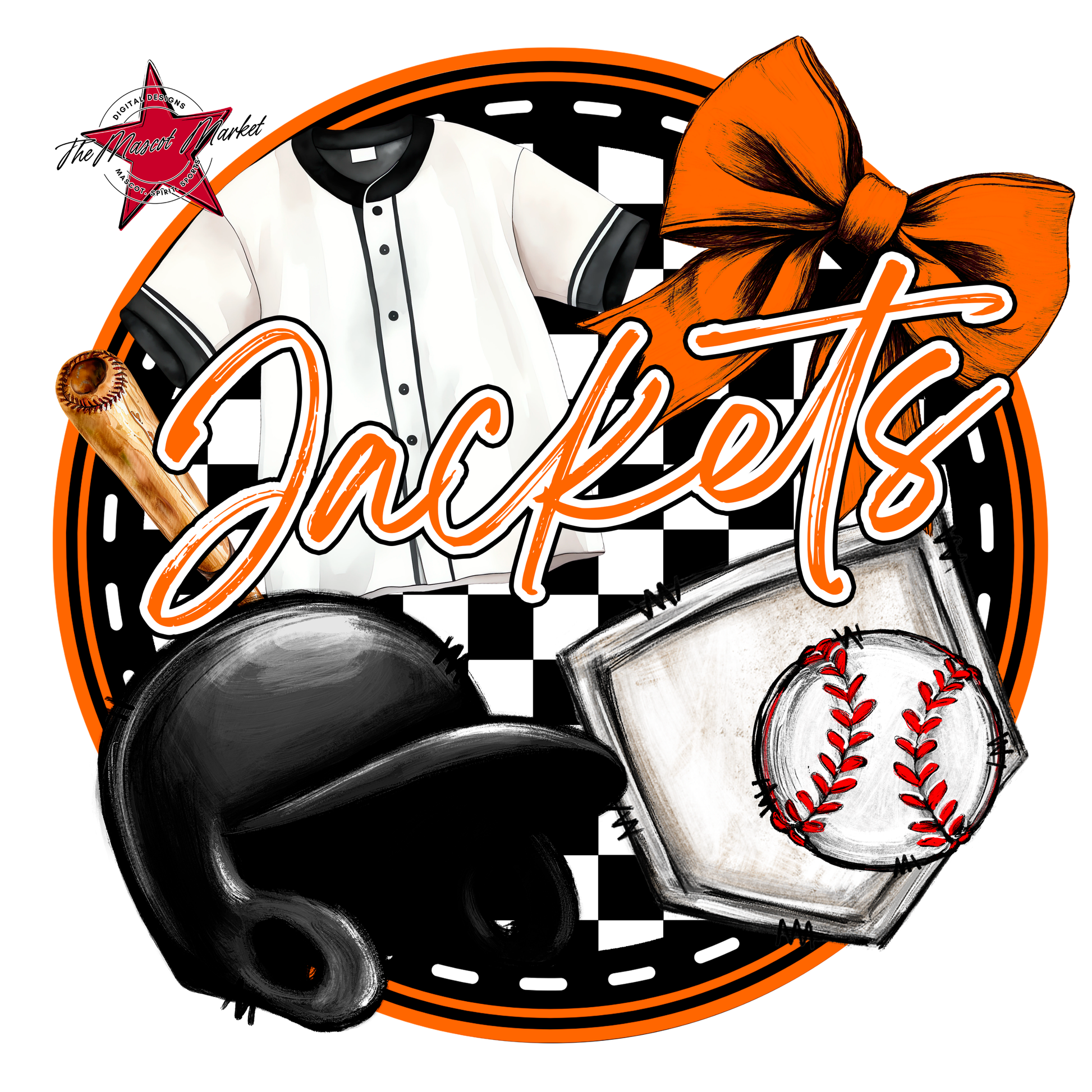 Jackets Circle Baseball Design-Orange