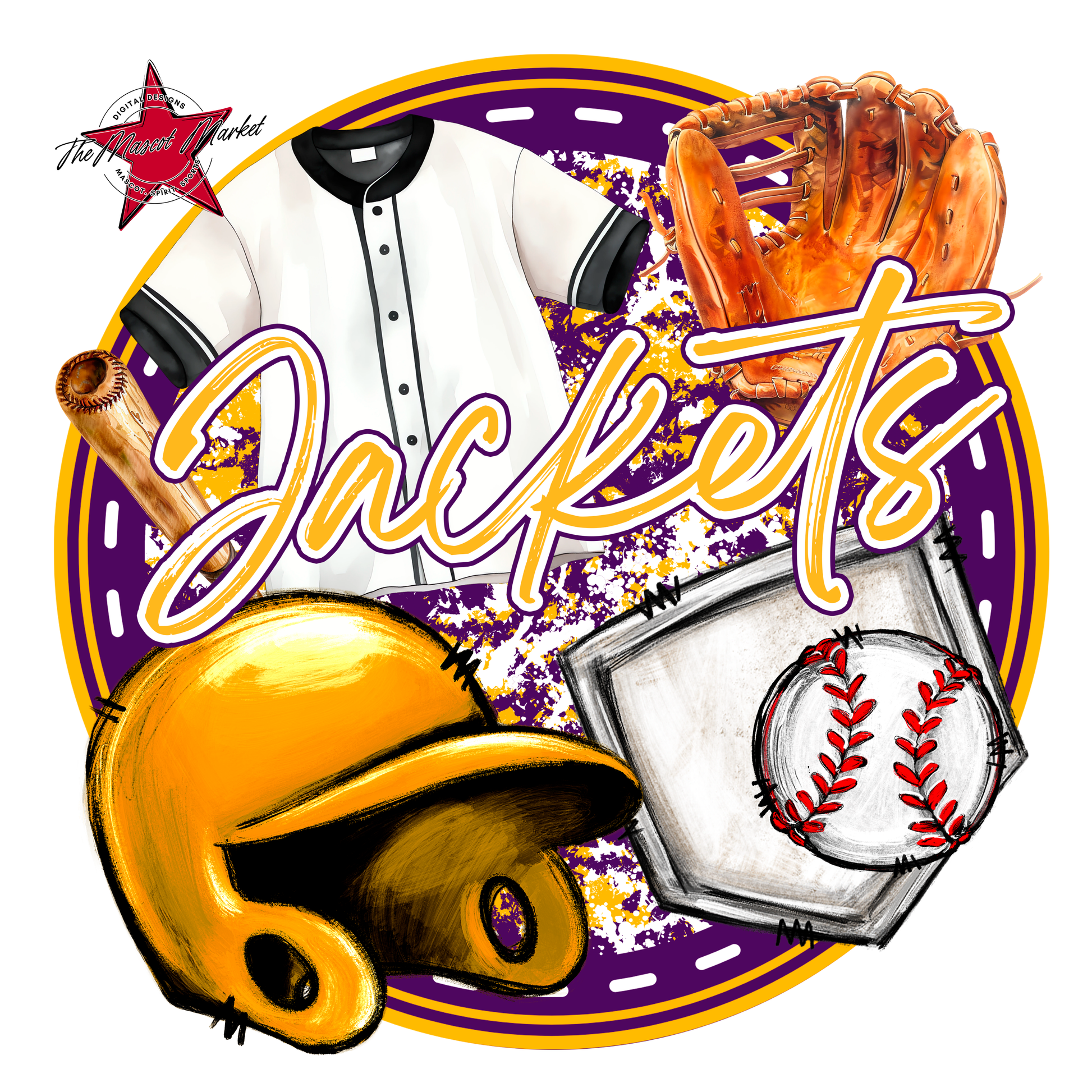 Jackets Circle Baseball Design-Purple-Yellow