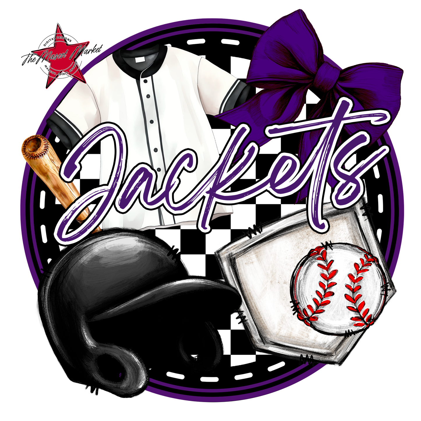 Jackets Circle Baseball Design-Purple