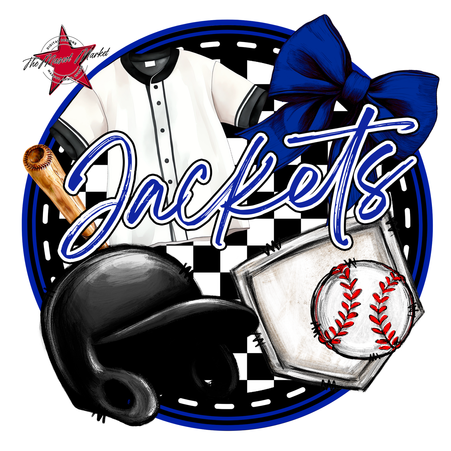 Jackets Circle Baseball Design-Royal Blue