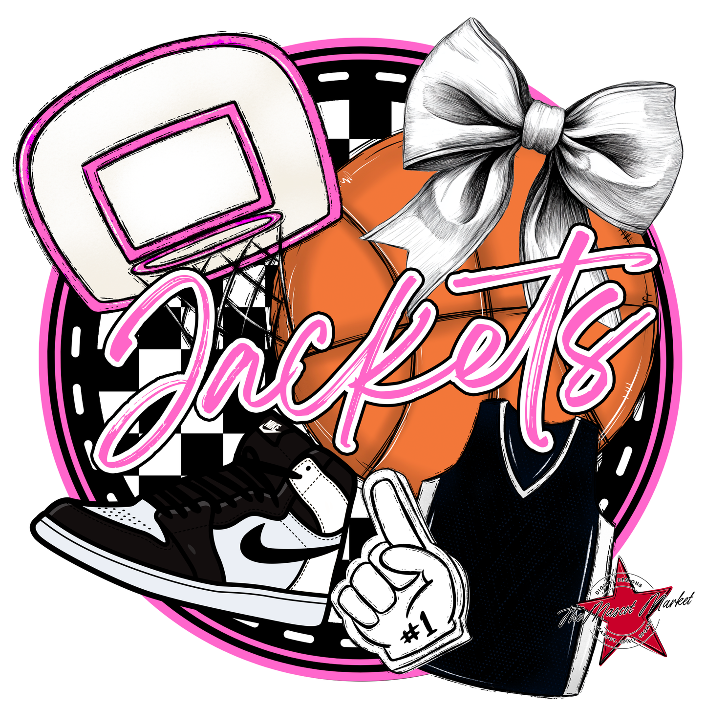 Jackets Circle Basketball Design-Baby Pink