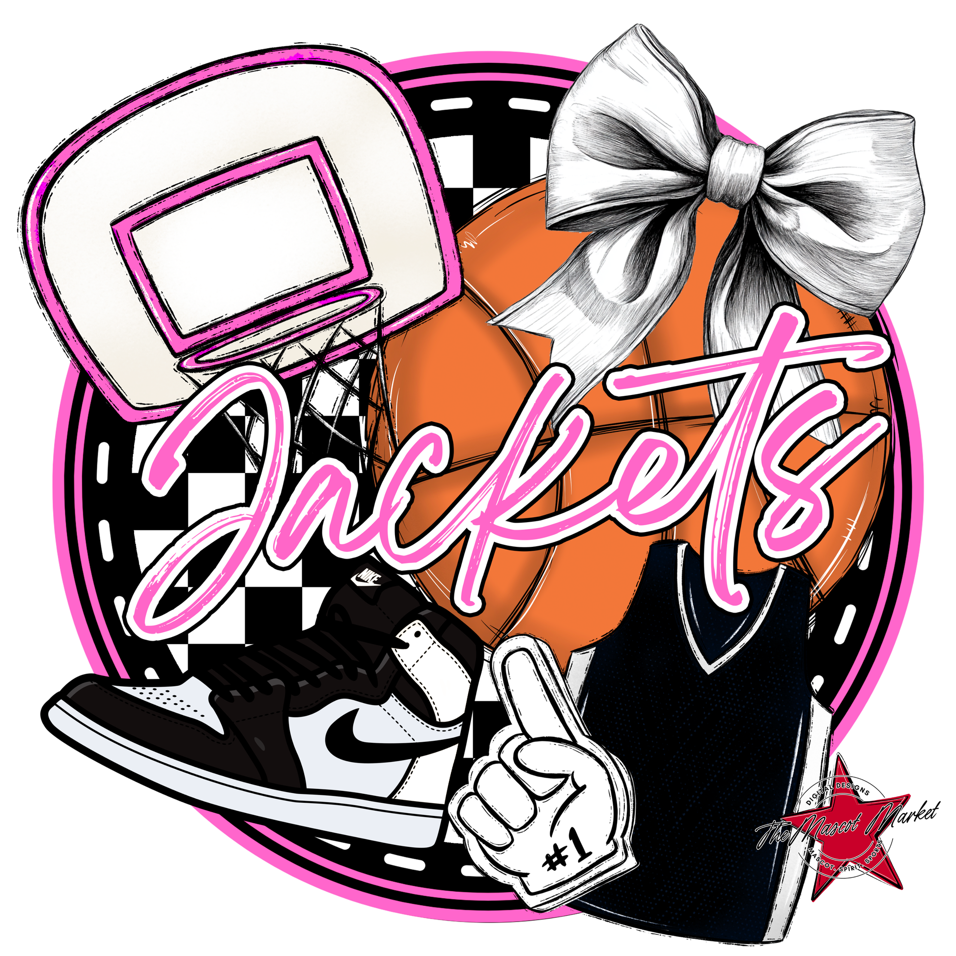 Jackets Circle Basketball Design-Baby Pink