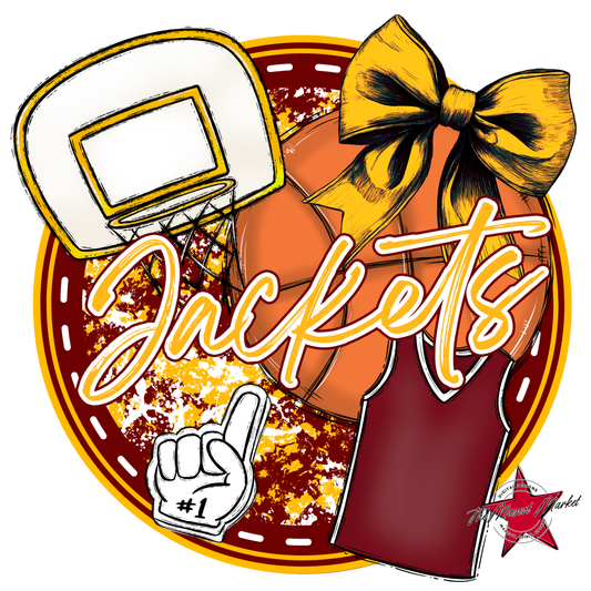 Jackets Circle Basketball Design-Maroon-Yellow