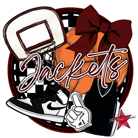 Jackets Circle Basketball Design-Maroon