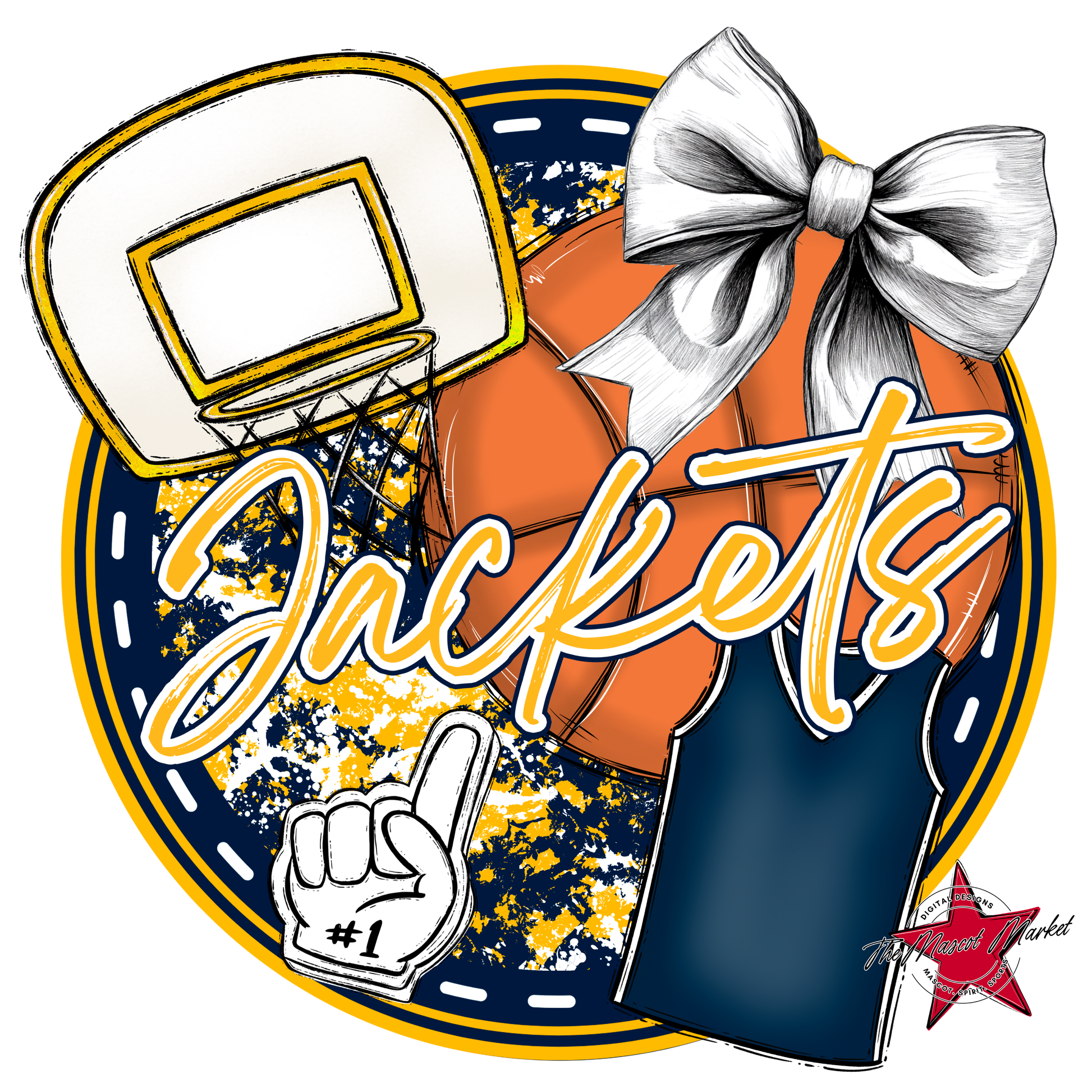 Jackets Circle Basketball Design-Navy-Yellow