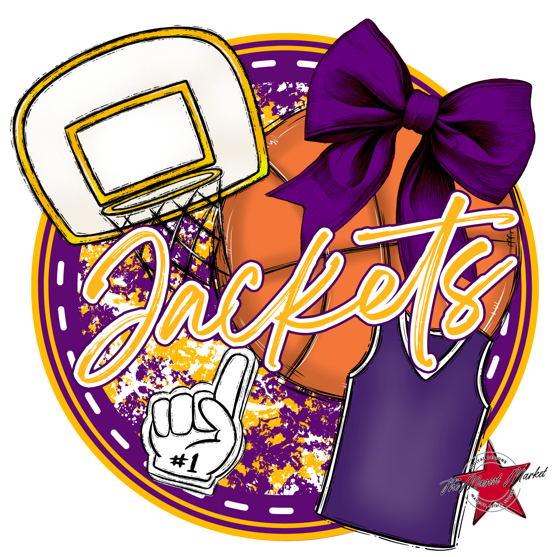 Jackets Circle Basketball Design-Purple-Yellow