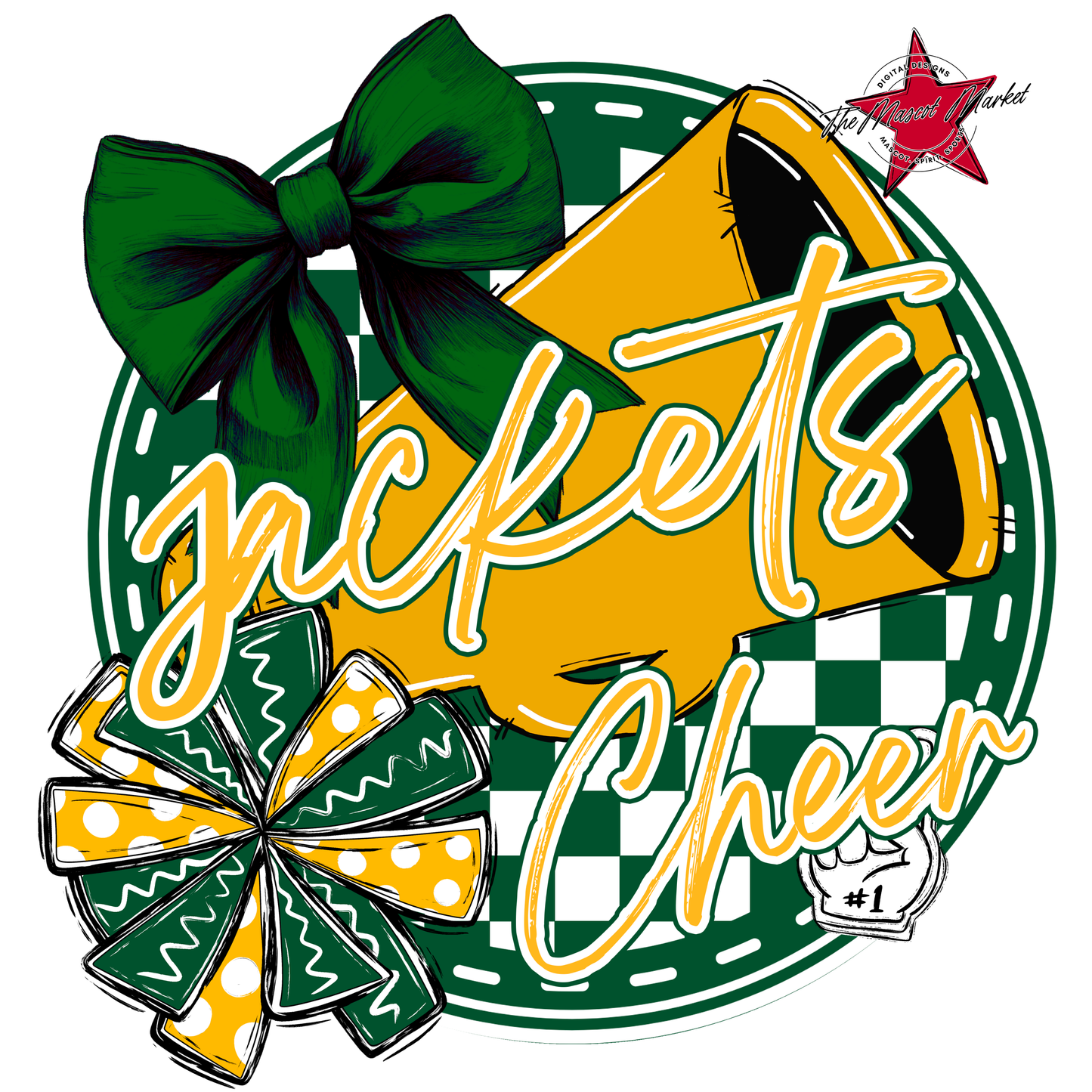 Jackets Circle Cheer Design-Green-Yellow