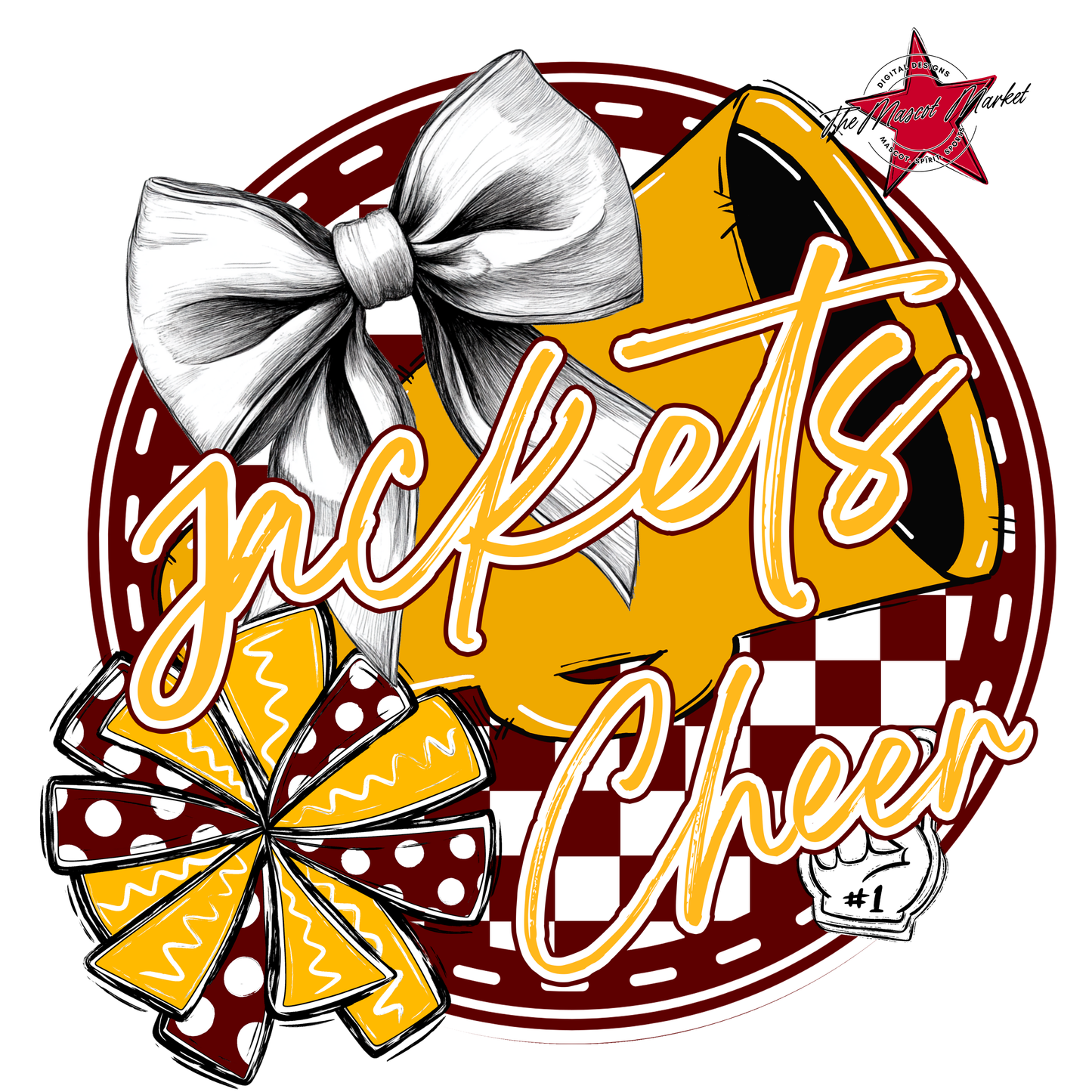 Jackets Circle Cheer Design-Maroon-Yellow