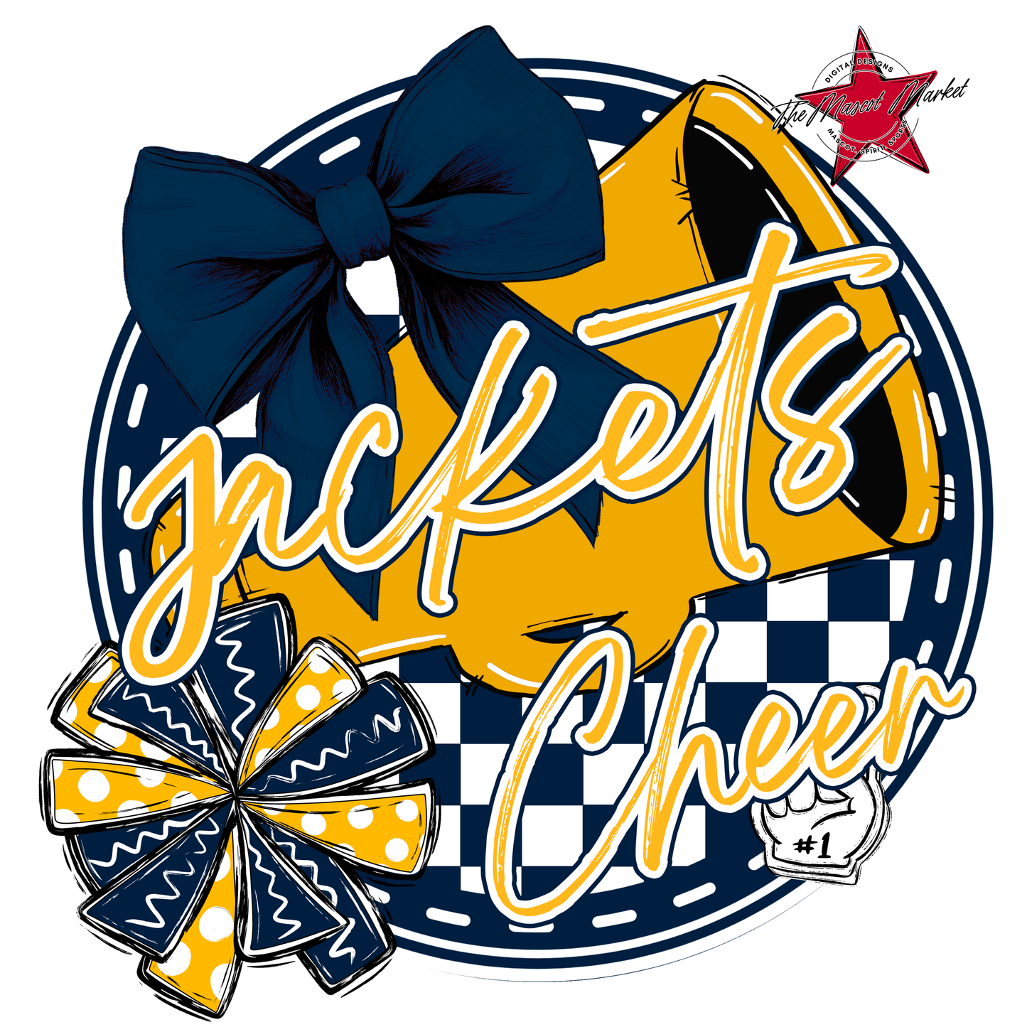 Jackets Circle Cheer Design-Navy-Yellow