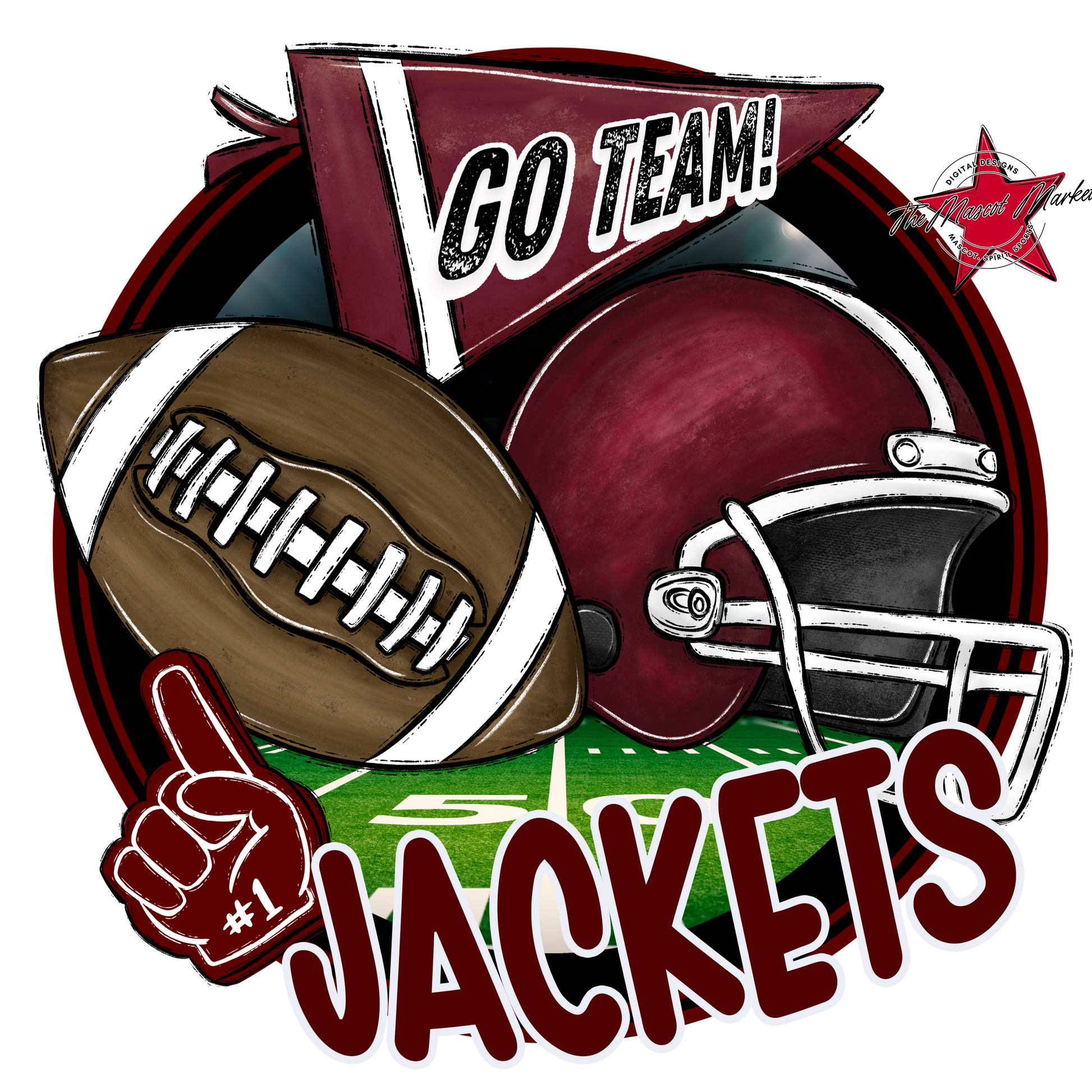 Jackets Circle Football Design-Maroon