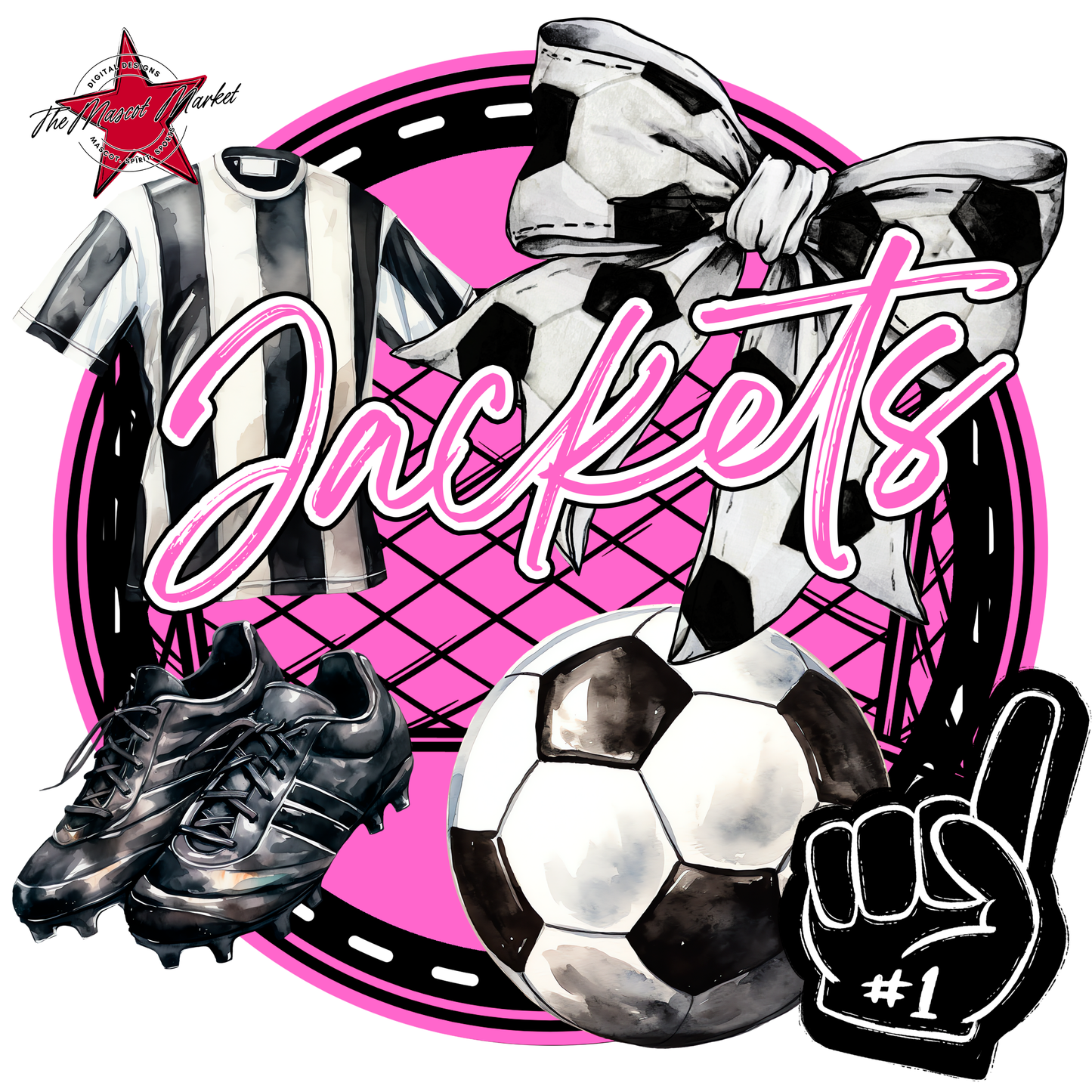 Jackets Circle Soccer Design-Baby Pink