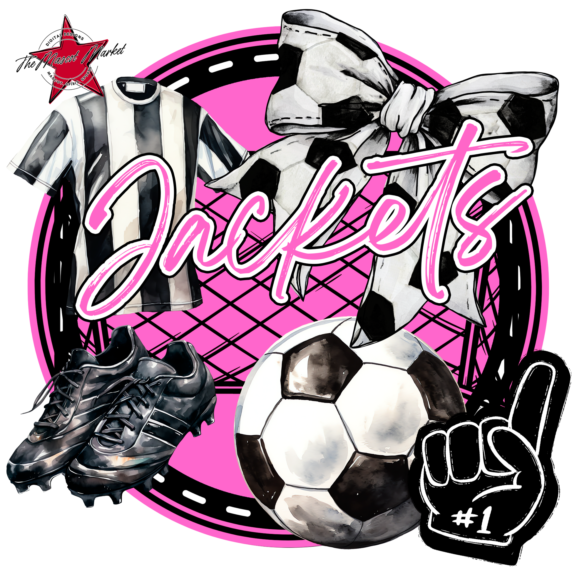 Jackets Circle Soccer Design-Baby Pink